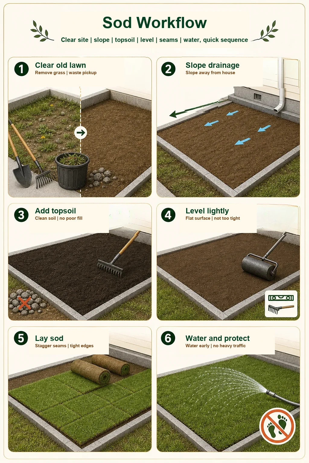 Sod install sequence.
